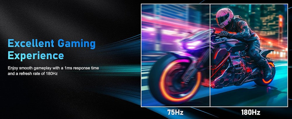 FYHXele FY24FHR 24 inch Gaming Monitor, 1920*1080 16:9 IPS Screen, 180Hz Refresh Rate, 1ms (MPRT) Response Time, 99% sRGB, AMD FreeSync & Adaptive-Sync, HDR10, 178° Viewing Angle, 75*75mm VESA Mountable