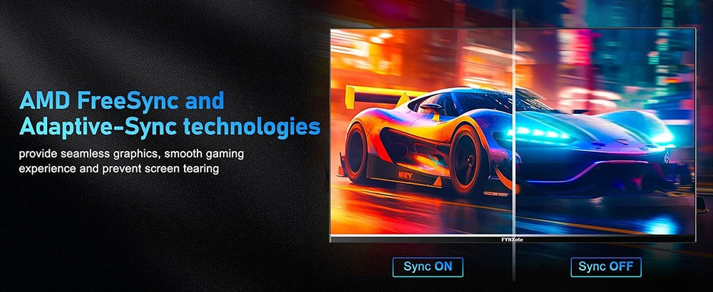 FYHXele FY24FHR 24 inch Gaming Monitor, 1920*1080 16:9 IPS Screen, 180Hz Refresh Rate, 1ms (MPRT) Response Time, 99% sRGB, AMD FreeSync & Adaptive-Sync, HDR10, 178° Viewing Angle, 75*75mm VESA Mountable