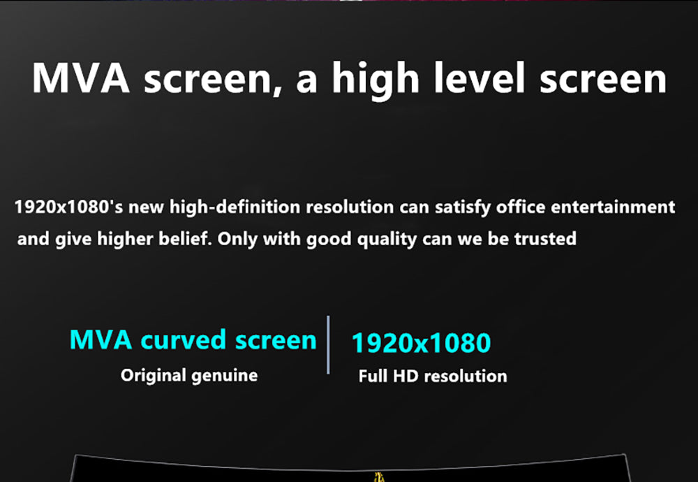FYHXele FY24FMC-B Gaming Monitor, 24inch 1080P FHD 16:9 VA Screen, 75Hz Refresh Rate, 2800R MVA Panel, 2ms Response Time, 99% sRGB, Adjustable Tilt, Black