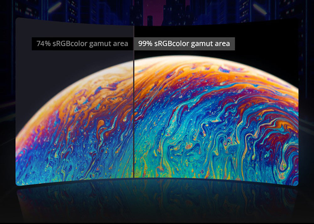 FYHXele FY27FMC-B 27-inch 2800R Curved Gaming Monitor, 1920*1080 FHD 16:9 VA Screen, 75Hz Refresh Rate, 2ms Response Time, 99% sRGB, 1*HDMI 1*VGA 1*Audio, Adjustable Tilt