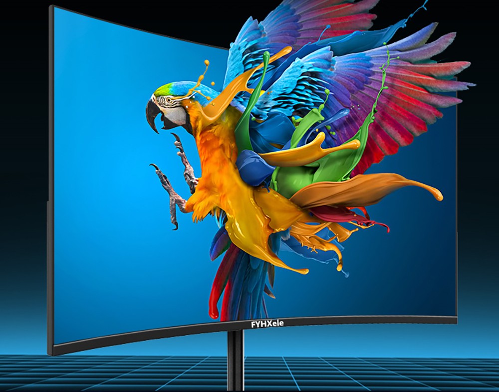 FYHXele FY27FMC-B 27-inch 2800R Curved Gaming Monitor, 1920*1080 FHD 16:9 VA Screen, 75Hz Refresh Rate, 2ms Response Time, 99% sRGB, 1*HDMI 1*VGA 1*Audio, Adjustable Tilt
