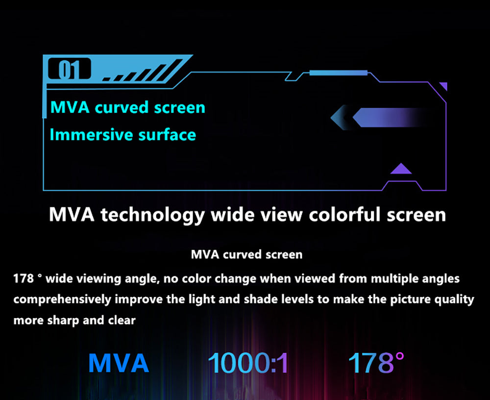 FYHXele FY27FMC-B 27-inch 2800R Curved Gaming Monitor, 1920*1080 FHD 16:9 VA Screen, 75Hz Refresh Rate, 2ms Response Time, 99% sRGB, 1*HDMI 1*VGA 1*Audio, Adjustable Tilt