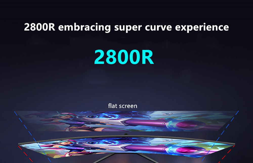 FYHXele FY27FMC-B 27-inch 2800R Curved Gaming Monitor, 1920*1080 FHD 16:9 VA Screen, 75Hz Refresh Rate, 2ms Response Time, 99% sRGB, 1*HDMI 1*VGA 1*Audio, Adjustable Tilt