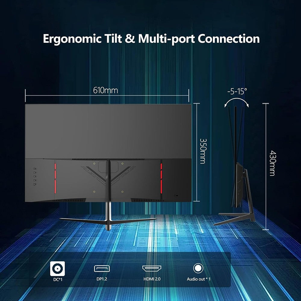 FYHXele FY27QHM2 27-inch Monitor, 2560*1440 QHD 16:9 IPS Screen, 170Hz Refresh Rate, 1ms GTG Response Time, 100% sRGB, 1000:1 Contrast, FreeSync, 1*DP 1.4 2*HDMI 2.0 1*USB 2.0 1*Audio, Tilt Adjustment & VESA Mount