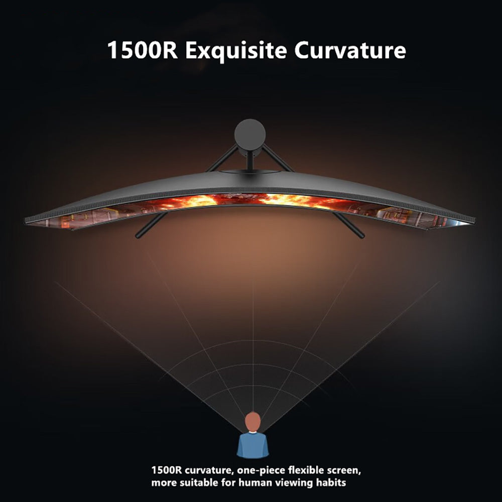 FYHXele FY34WQHC 34-inch Gaming Monitor, 3440*1440 WQHD 1500R VA Screen, 165Hz Refresh Rate, 3000:1 Contrast Rate, HDR 400, 1ms Response Time, FreeSync & Adaptive Sync, Game Plus, 2*HDMI 2.0, 2*DP 1.4, 100*100mm VESA Mounting