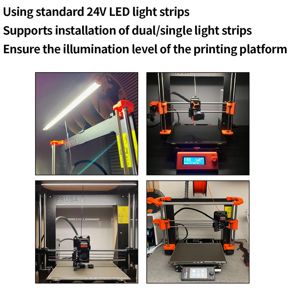 FYSETC Prusa MK4 LED-Lichtset, Doppel-Lichtleiste 24V, 3D-Drucker-Lampenstreifen