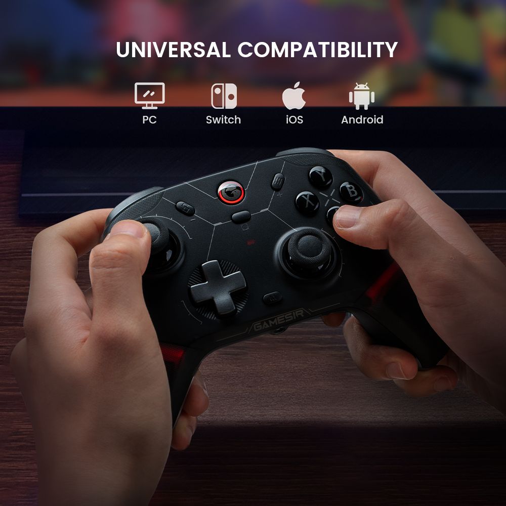 GameSir Cyclone 2 Mando para Juegos, Conexión Tri-modo, Compatible con PC / Steam / Android / iOS / Switch, Joysticks Mag-Res TMR, 3 Modos de Gatillo, Motores de Vibración, Luces RGB - Negro, Edición Paquete