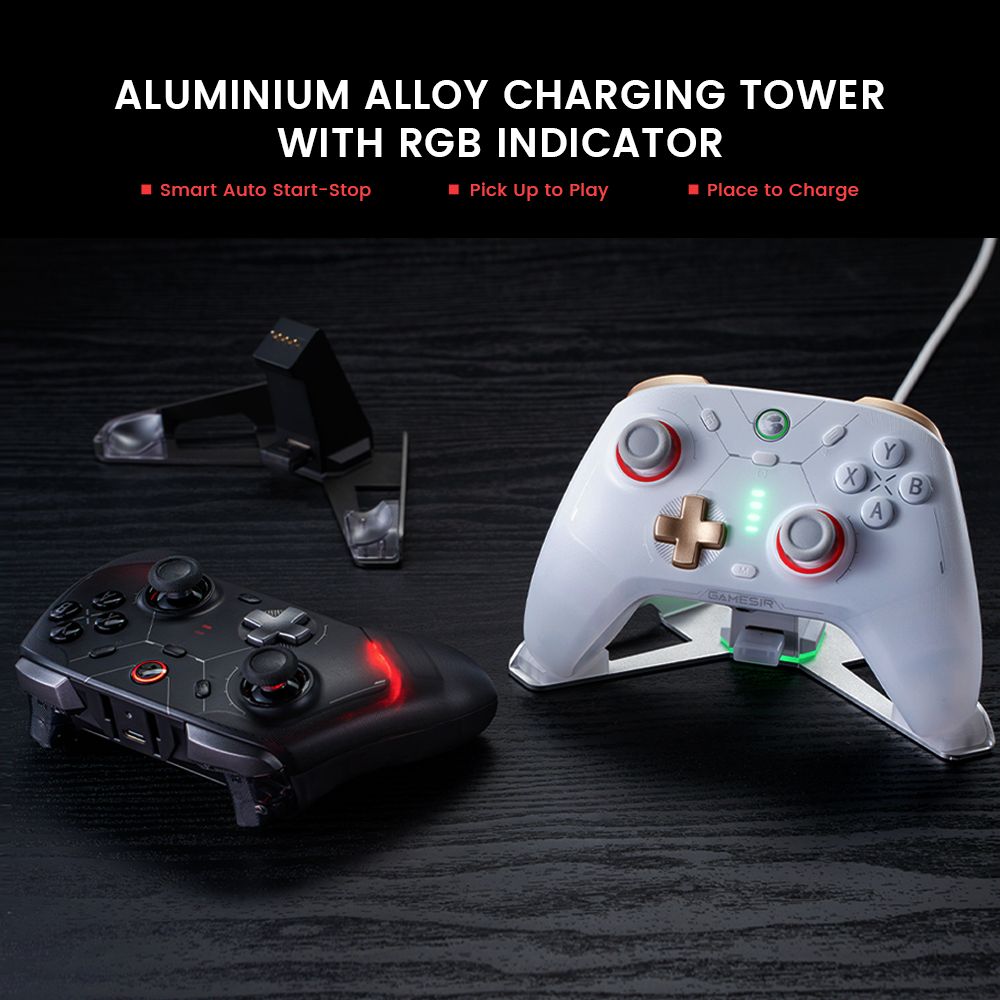 GameSir Cyclone 2 Mando para Juegos, Conexión Tri-modo, Compatible con PC / Steam / Android / iOS / Switch, Joysticks Mag-Res TMR, 3 Modos de Gatillo, Motores de Vibración, Luces RGB - Negro, Edición Paquete
