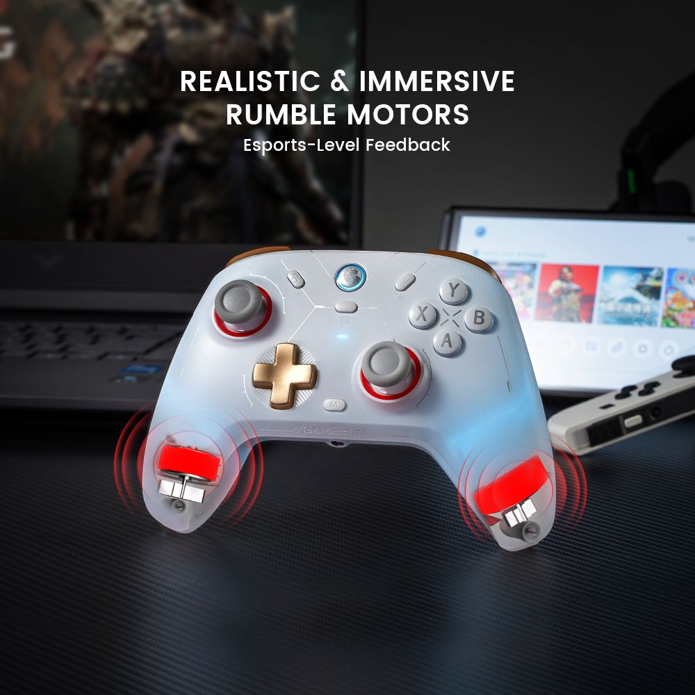 GameSir Cyclone 2 Mando para Juegos, Conexión Tri-modo, Compatible con PC / Steam / Android / iOS / Switch, Joysticks Mag-Res TMR, 3 Modos de Gatillo, Motores de Vibración, Luces RGB - Negro, Edición Paquete