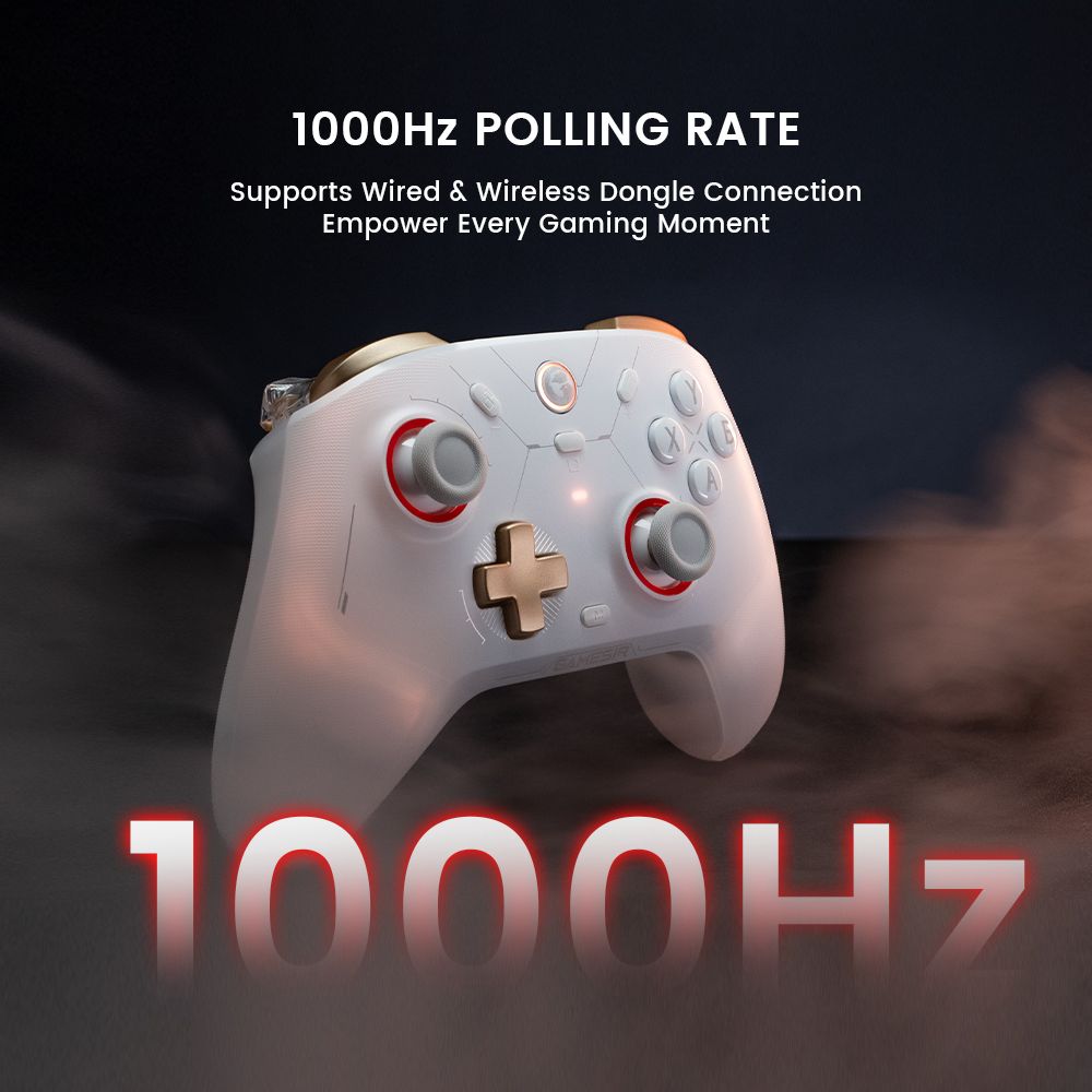 GameSir Cyclone 2 Mando para Juegos, Conexión Tri-modo, Compatible con PC / Steam / Android / iOS / Switch, Joysticks Mag-Res TMR, 3 Modos de Gatillo, Motores de Vibración, Luces RGB - Negro, Edición Paquete
