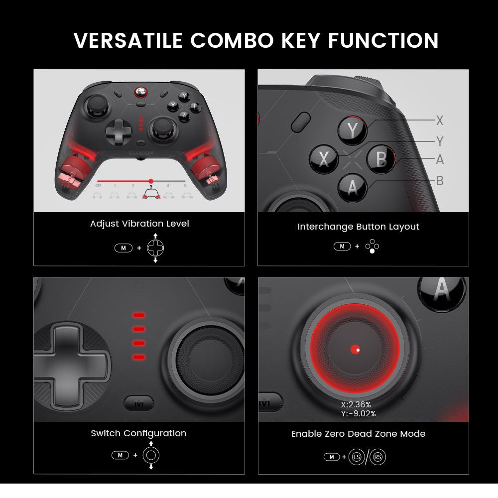 GameSir Cyclone 2 Mando para Juegos, Conexión Tri-modo, Compatible con PC / Steam / Android / iOS / Switch, Joysticks Mag-Res TMR, 3 Modos de Gatillo, Motores de Vibración, Luces RGB - Negro, Edición Paquete