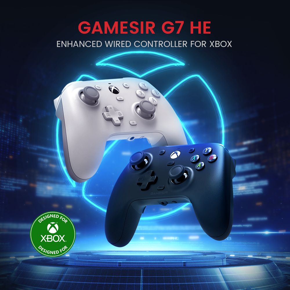 GameSir-G7 HE Kabelgebundener Gamecontroller, 1 Monat kostenlose XGPU, Hall-Effekt-Sticks, Hall-Trigger, magnetisch austauschbare Frontplatte – Schwarz