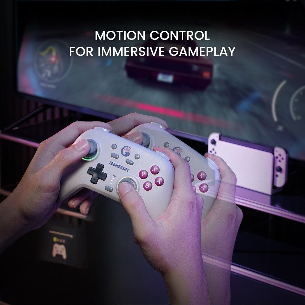 GameSir Nova Mando de Juego Inalámbrico, Luces RGB, Conexión de Tres Modos, Compatible con Switch, PC, iOS, Android y Steam Deck - Blanco