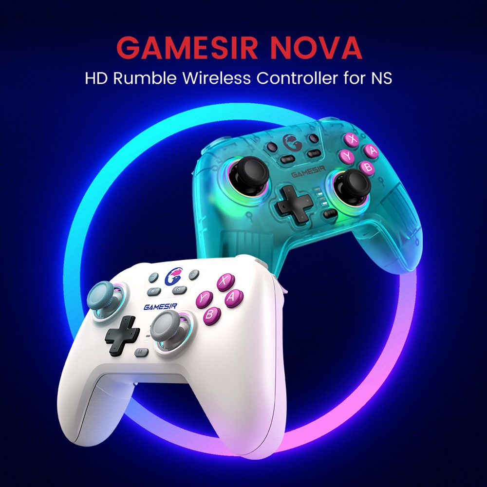 GameSir Nova Mando de Juego Inalámbrico, Luces RGB, Conexión de Tres Modos, Compatible con Switch, PC, iOS, Android y Steam Deck - Blanco
