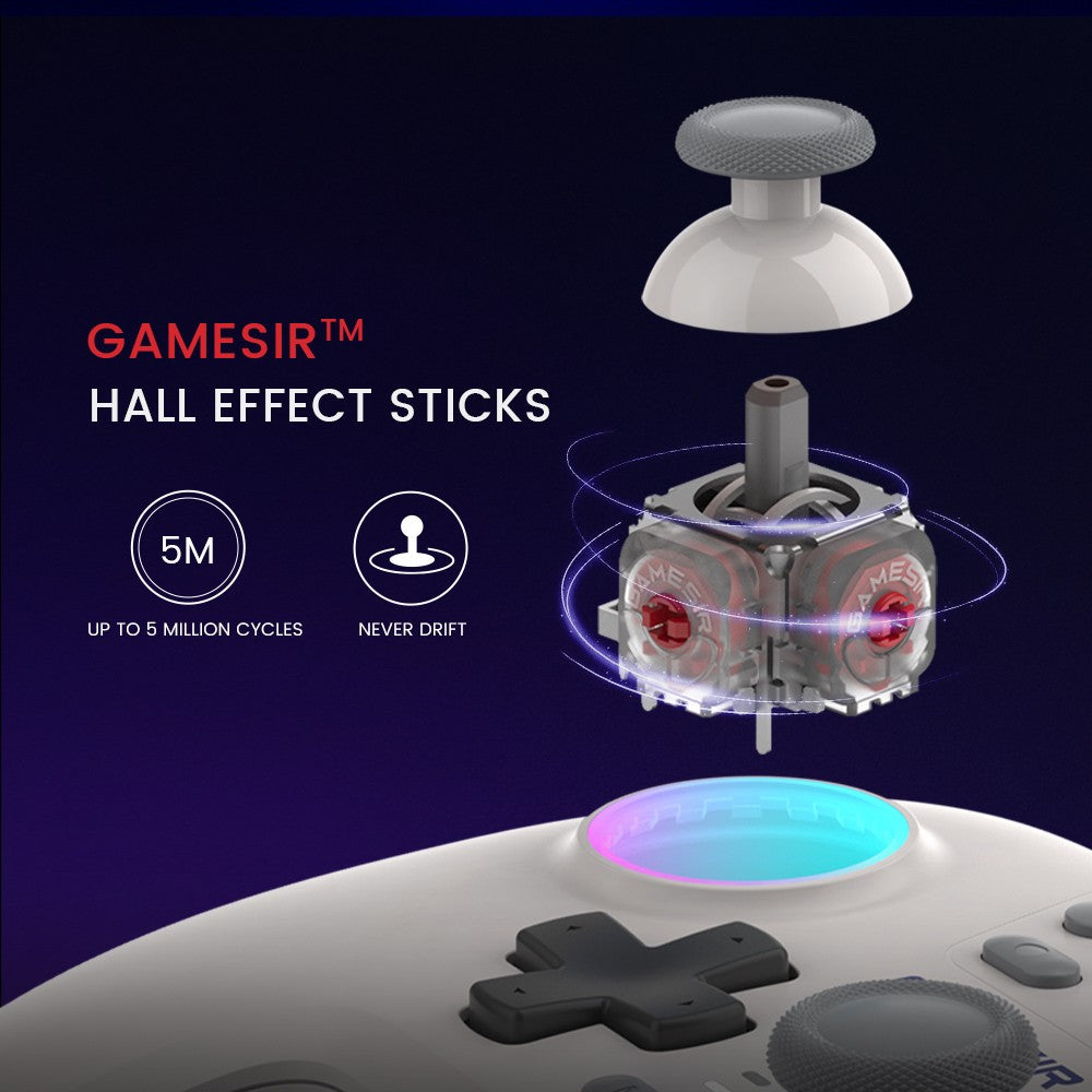 GameSir Nova Mando de Juego Inalámbrico, Luces RGB, Conexión de Tres Modos, Compatible con Switch, PC, iOS, Android y Steam Deck - Blanco