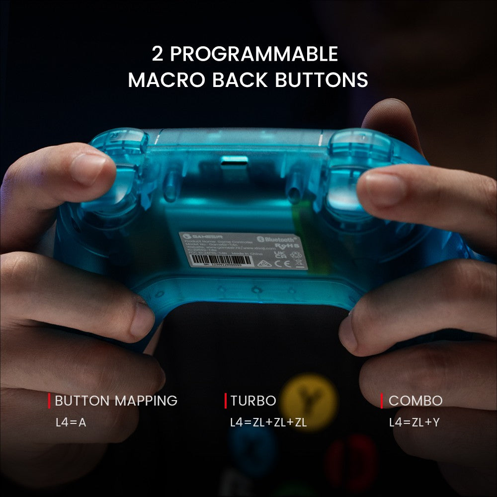 GameSir Nova Mando de Juego Inalámbrico, Luces RGB, Conexión de Tres Modos, Compatible con Switch, PC, iOS, Android y Steam Deck - Blanco