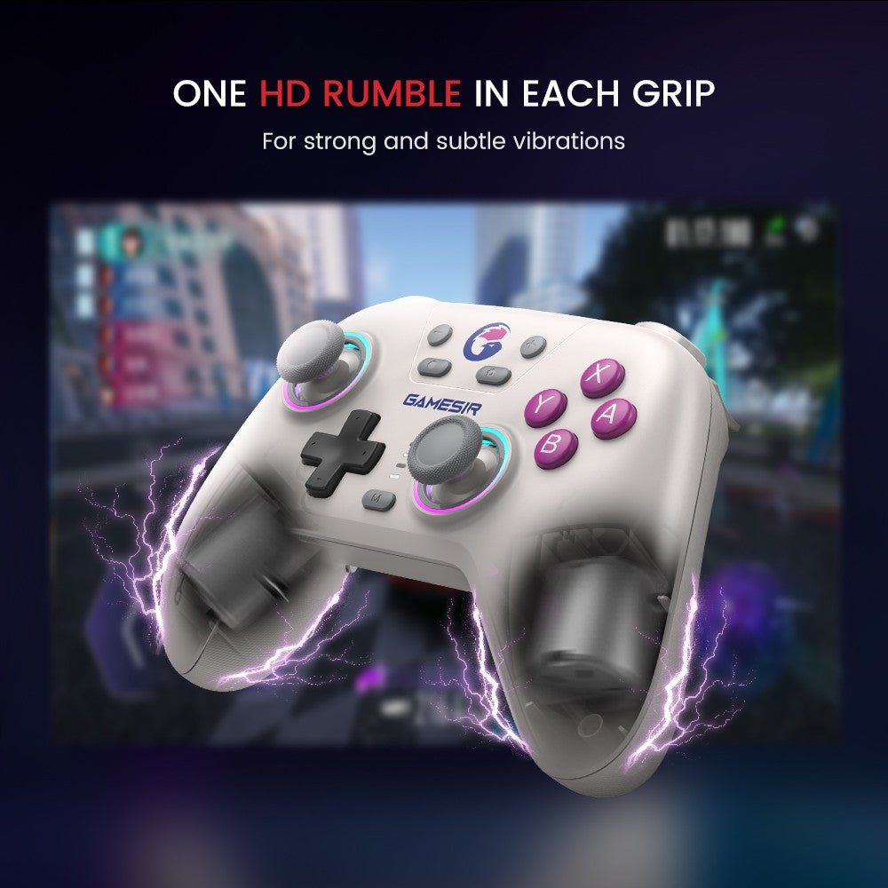 GameSir Nova Mando de Juego Inalámbrico, Luces RGB, Conexión de Tres Modos, Compatible con Switch, PC, iOS, Android y Steam Deck - Blanco