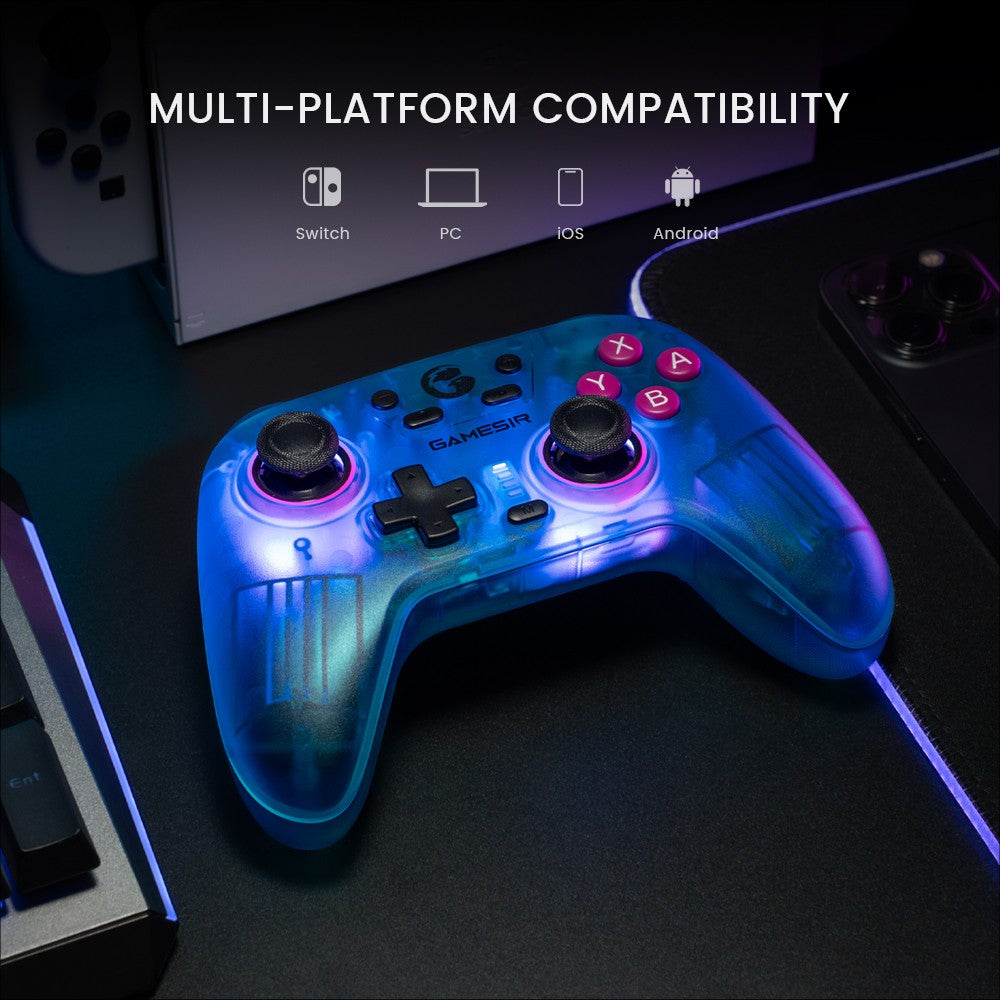 GameSir Nova Mando de Juego Inalámbrico, Luces RGB, Conexión de Tres Modos, Compatible con Switch, PC, iOS, Android y Steam Deck - Blanco