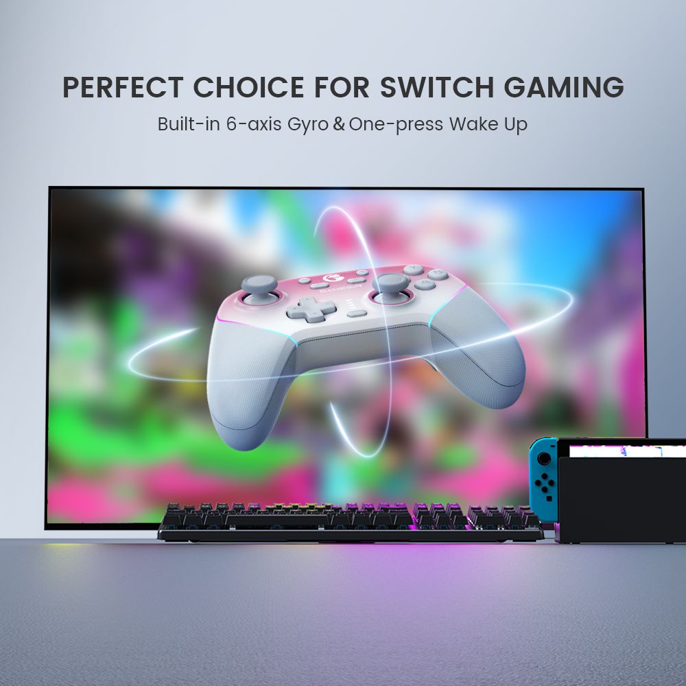 GameSir Super Nova Mando para Juegos, Joystick y Gatillo con Efecto Hall, Placa Frontal Desmontable, Iluminación RGB, Compatible con PC / Android / iOS / Switch - Azul