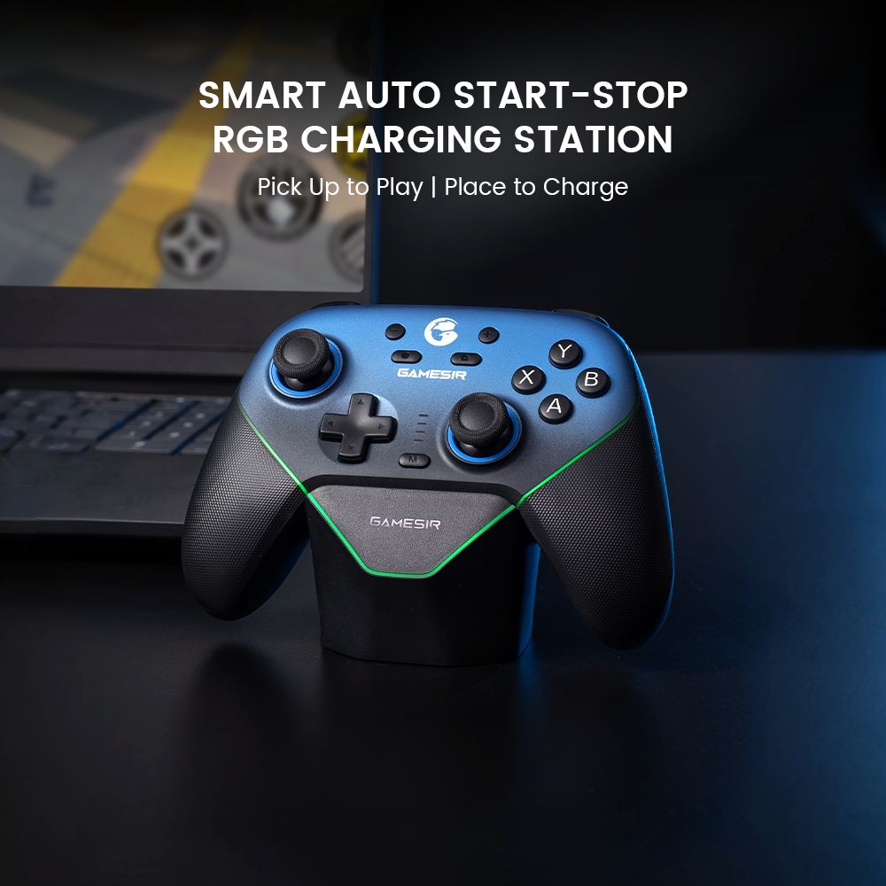 GameSir Super Nova Mando para Juegos, Joystick y Gatillo con Efecto Hall, Placa Frontal Desmontable, Iluminación RGB, Compatible con PC / Android / iOS / Switch - Azul