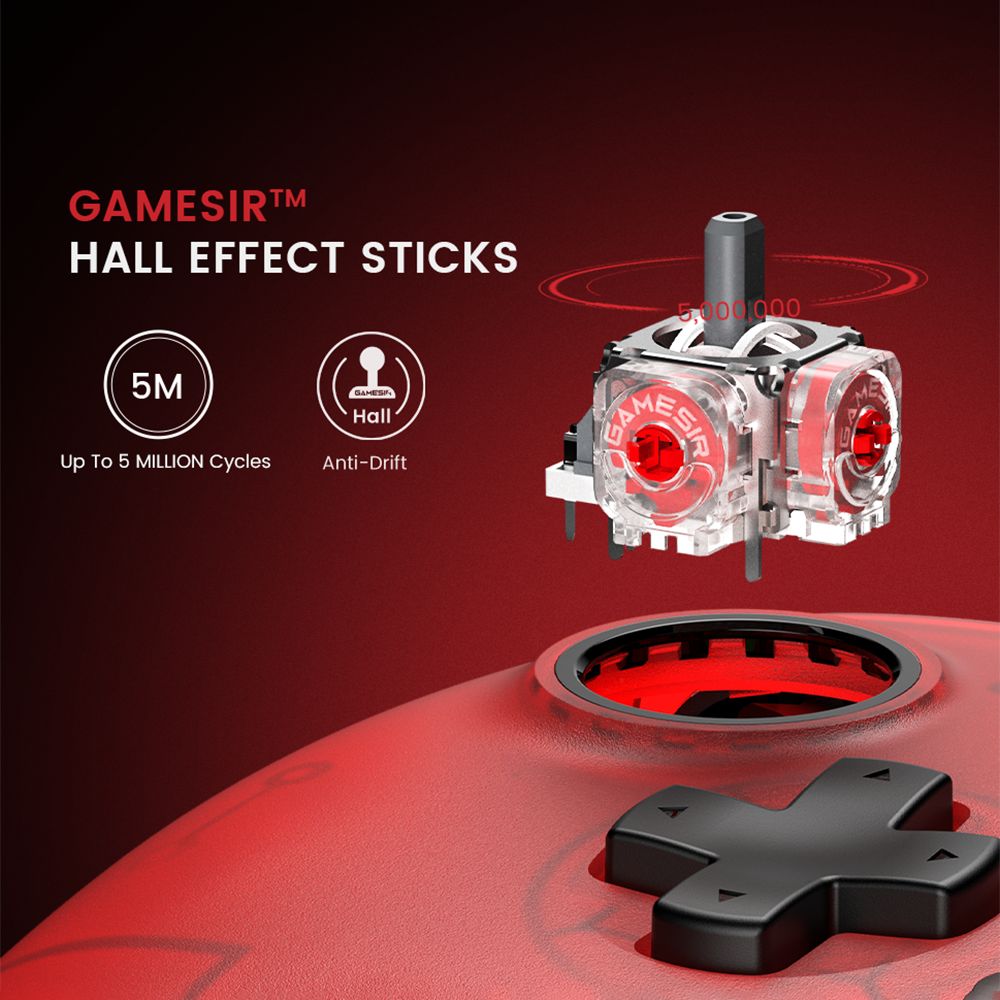 [Certificado para Xbox] GameSir T7 Mando con Cable para Juegos, 1 mes de XGPU gratis, Joysticks de Efecto Hall, Gatillos de Efecto Hall, Compatible con Xbox y Xbox One X/S Series, Steam, Windows 10/11 - Rojo Rubí