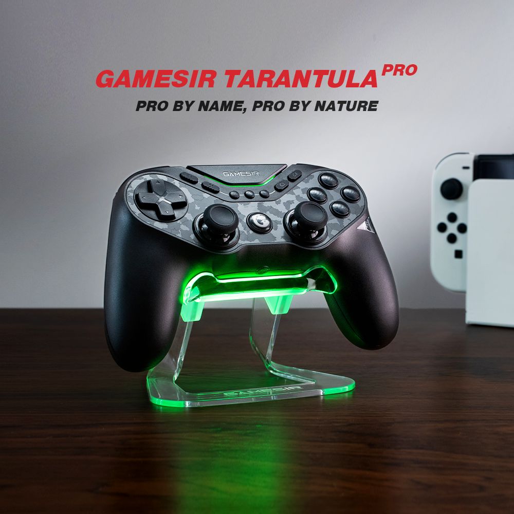 Mando para juegos GameSir Tarantula Pro, conexión por cable/Bluetooth/inalámbrica, palancas Mag-Res TMR, giroscopio y NFC compatibles, luces RGB, compatible con PC/Switch/iOS/Android/Steam - Edición en paquete.