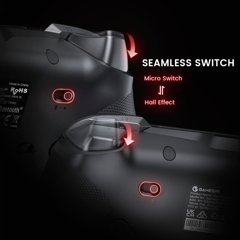 Mando para juegos GameSir Tarantula Pro, conexión por cable/Bluetooth/inalámbrica, palancas Mag-Res TMR, giroscopio y NFC compatibles, luces RGB, compatible con PC/Switch/iOS/Android/Steam - Edición en paquete.