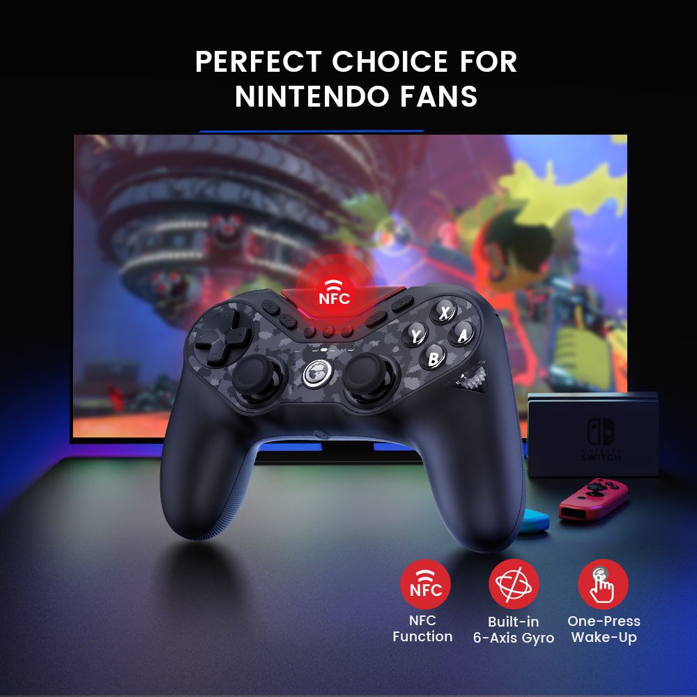 Mando para juegos GameSir Tarantula Pro, conexión por cable/Bluetooth/inalámbrica, palancas Mag-Res TMR, giroscopio y NFC compatibles, luces RGB, compatible con PC/Switch/iOS/Android/Steam - Edición en paquete.