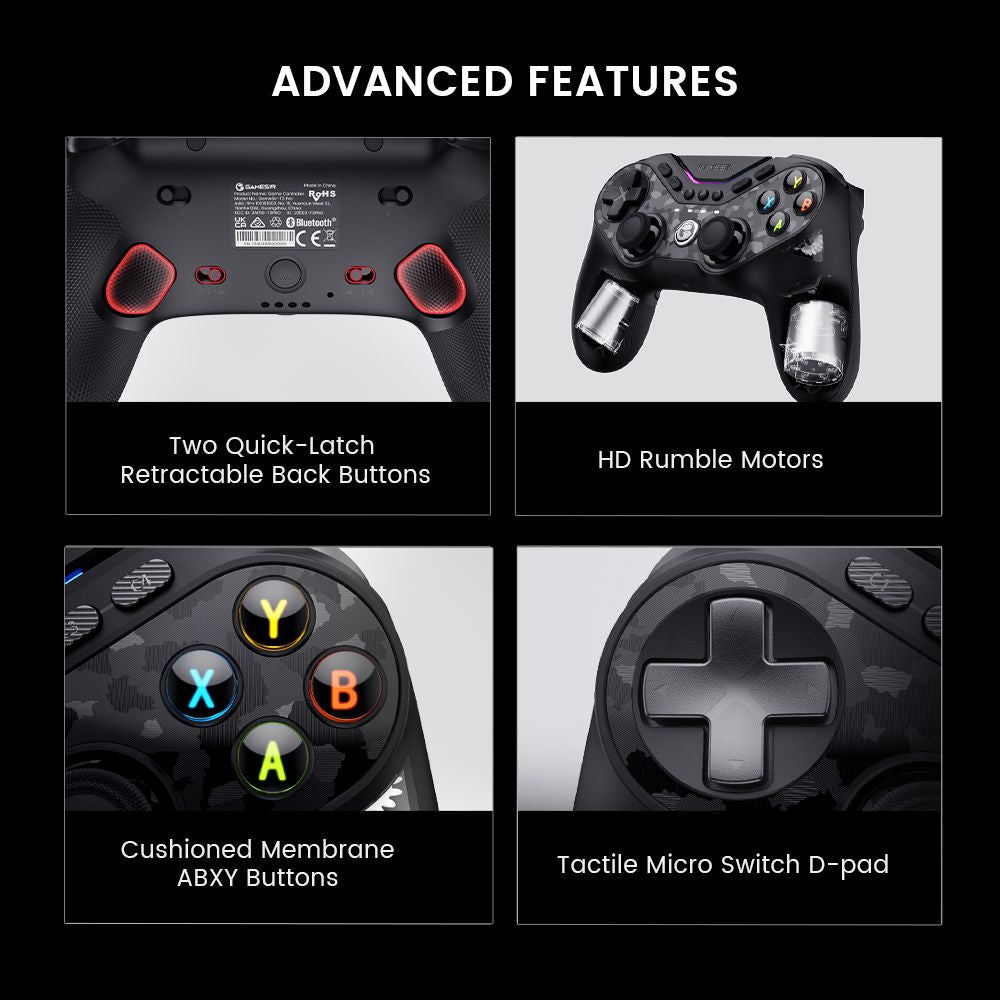 Mando para juegos GameSir Tarantula Pro, conexión por cable/Bluetooth/inalámbrica, palancas Mag-Res TMR, giroscopio y NFC compatibles, luces RGB, compatible con PC/Switch/iOS/Android/Steam - Edición en paquete.