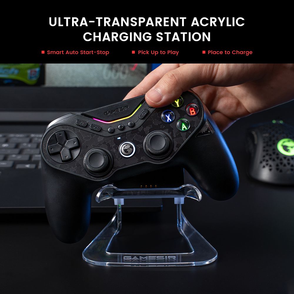 Mando para juegos GameSir Tarantula Pro, conexión por cable/Bluetooth/inalámbrica, palancas Mag-Res TMR, giroscopio y NFC compatibles, luces RGB, compatible con PC/Switch/iOS/Android/Steam - Edición en paquete.