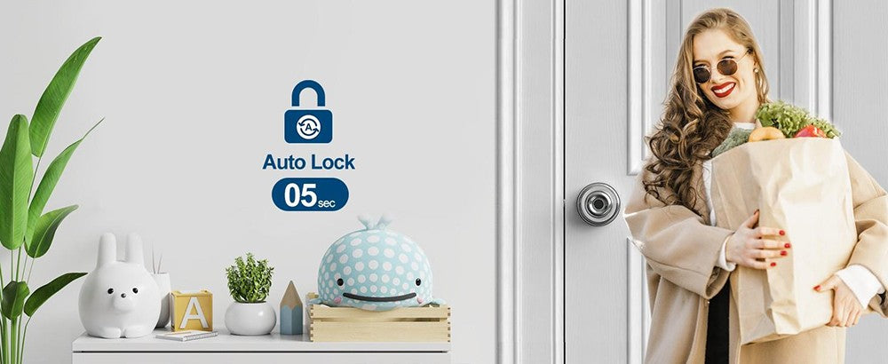 Pomo de puerta inteligente Geek Chef GeekTale K01-05, cerradura de puerta biométrica con huella dactilar, control por aplicación, llaves de respaldo de emergencia - Plata