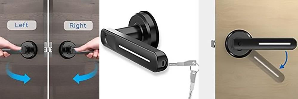 Cerradura de puerta con huella dactilar Geek Chef GeekTale L-B01 con manija, pomo de puerta biométrico inteligente sin llave, apta para puertas que abren a la izquierda y a la derecha.