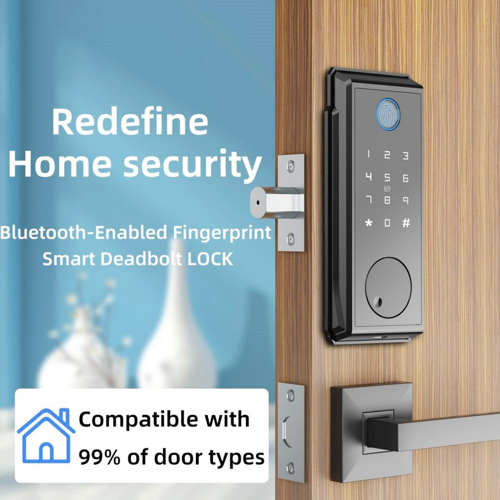 Cerradura Inteligente Geekbes JD-D06, Cierre Automático, Desbloqueo por Huella Digital, Contraseña, Tarjeta IC, WiFi y Control Remoto.
