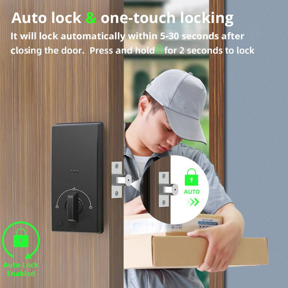 Cerradura Inteligente Geekbes JD-D06, Cierre Automático, Desbloqueo por Huella Digital, Contraseña, Tarjeta IC, WiFi y Control Remoto.