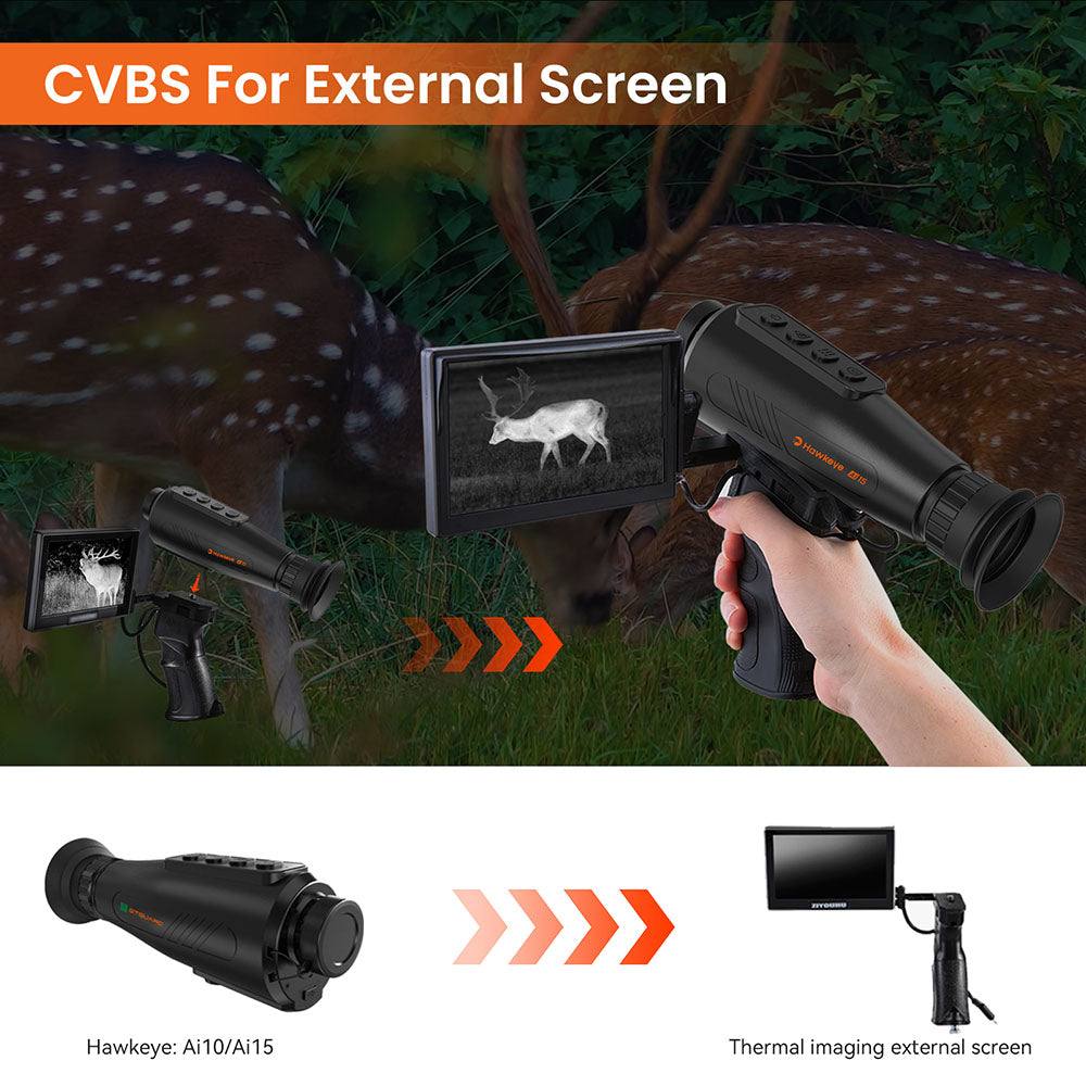 Monocular de visión nocturna con imagen térmica GTGUARD AI15, frecuencia de actualización de pantalla de 60 Hz, zoom digital de 1-8x, resolución de 384*288, impermeable IP66, almacenamiento integrado de 32 GB, 5 modos de imagen, batería de 4000 mAh.