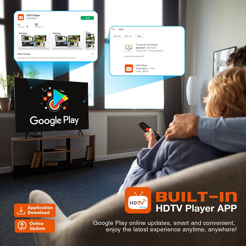 GTMEDIA HDTV Converter X1 TV Box, Android 11, ATSC 3.0 DRM, DVR Recording, 4K HDR, Built-in Miracast, 2GB RAM 32GB ROM, Bluetooth 5.0, 2.4G/5G WiFi - US Plug