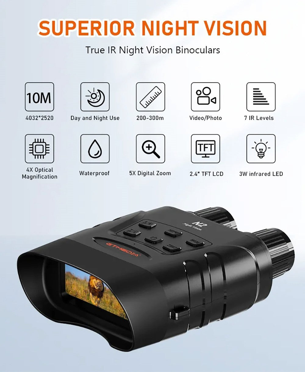 GTMEDIA N2 Binocular Night Vision Goggles, 32G Memory Card, 5X Times Zoom, 2.31inch HD Screen