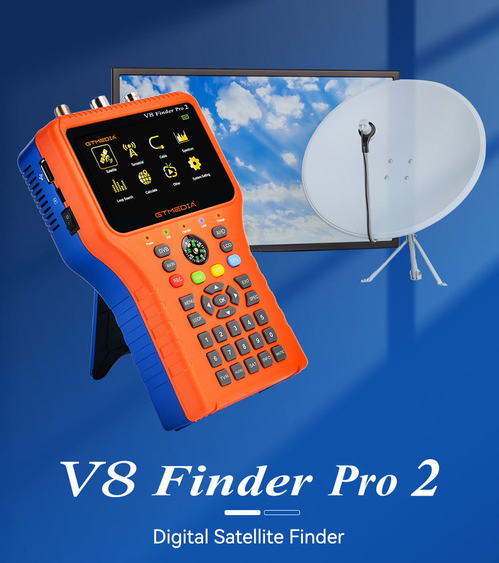 GTMEDIA V8 Finder PRO 2 Satellite Finder ATSC-C Digital Satellite Signal Detector - Orange, EU Plug