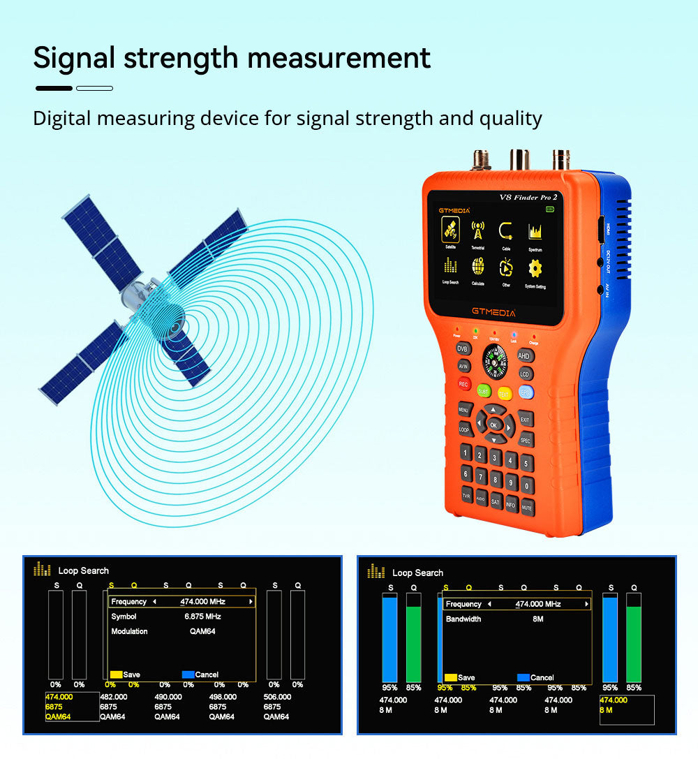 GTMEDIA V8 Finder PRO 2 Satellite Finder ATSC-C Digital Satellite Signal Detector - Orange, EU Plug