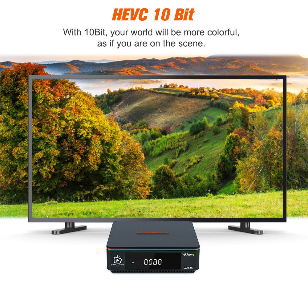 GTMEDIA V9 Prime Satellite Receiver, DVB-S/S2/S2X, HEVC 10Bit, Built-in 2.4G WiFi, Support CA Card, Biss Auto Roll - EU Plug