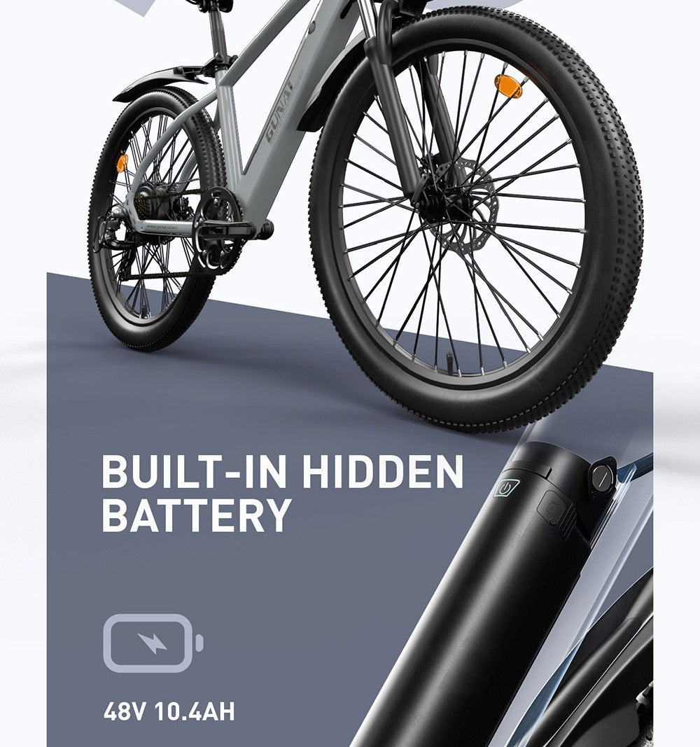 GUNAI GN27 Electric Bike, 750W Motor, 48V 10.4Ah Battery, Torque Sensor, 27.5-inch Tires, 35km/h Max Speed, 70km Max Range, Shimano 7-speed, Disc Brake
