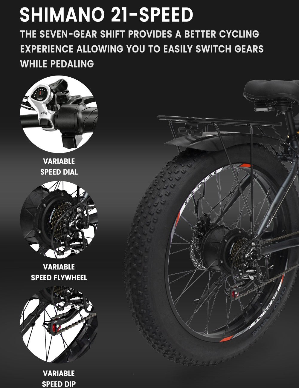 GUNAI GN88 Electric Mountain Bike 26*4.0in Fat Tires 1000W*2 Motors 55km/h Max Speed 48V 22Ah Battery 130km Range