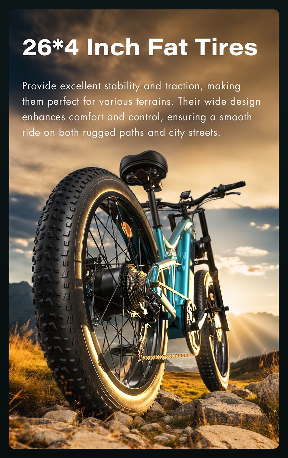 Bicicleta eléctrica GUNAI-M2, motor doble de 750 W, batería de 48 V y 17,5 Ah, neumáticos de 26 x 4,0 pulgadas, velocidad máxima de 60 km/h, autonomía de 55 km, freno de disco hidráulico, doble suspensión, Shimano de 7 velocidades.