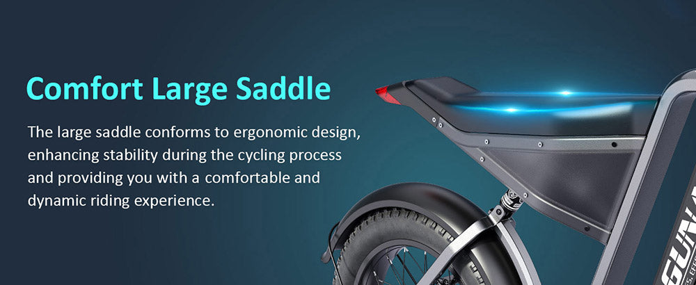 Bicicleta eléctrica GUNAI-Y, motor de 1000 W, batería de 48 V y 18 Ah, neumáticos gruesos de 20 x 4.0 pulgadas, velocidad máxima de 60 km/h, autonomía de 100 km, freno de disco hidráulico, suspensión delantera y trasera, Shimano de 7 velocidades.