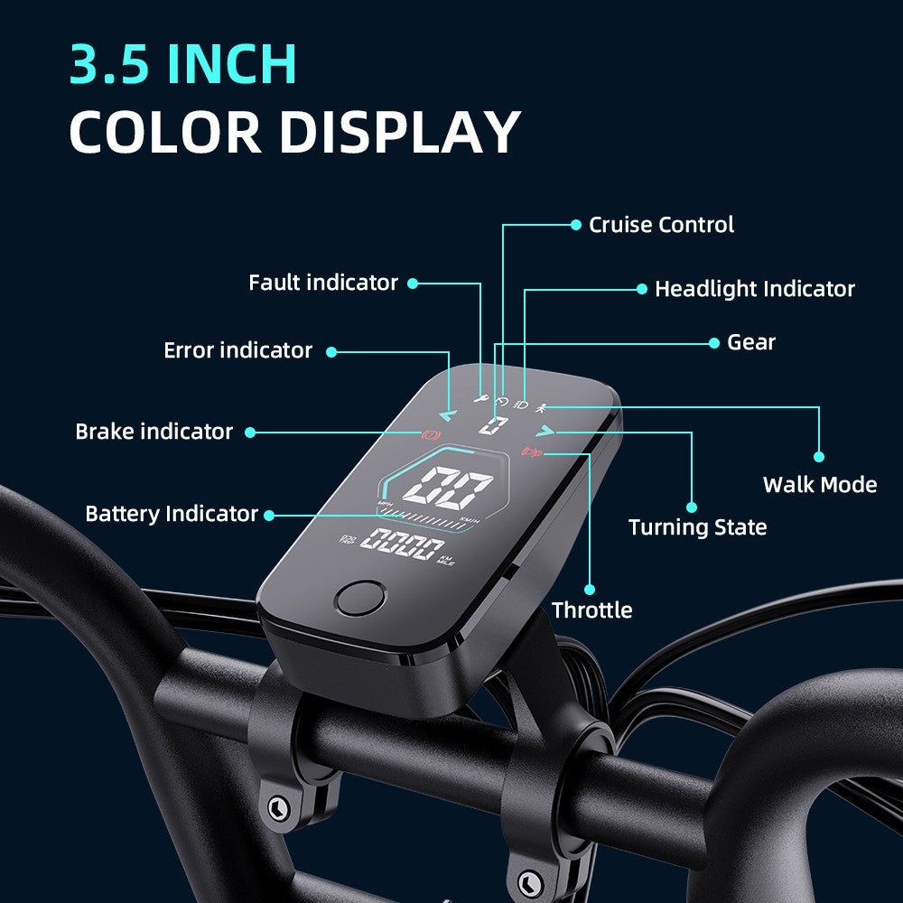 Bicicleta eléctrica GUNAI-Y, motor de 1000 W, batería de 48 V y 18 Ah, neumáticos gruesos de 20 x 4.0 pulgadas, velocidad máxima de 60 km/h, autonomía de 100 km, freno de disco hidráulico, suspensión delantera y trasera, Shimano de 7 velocidades.