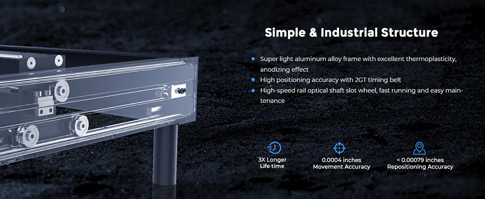 Grabador y cortador láser Gweike G1 de 10 W, con asistencia de aire, punto láser de 0,08 x 0,06 mm, velocidad de 400 mm/s, precisión de grabado de 0,01 mm, compatible con Lightburn, 410 x 310 mm.