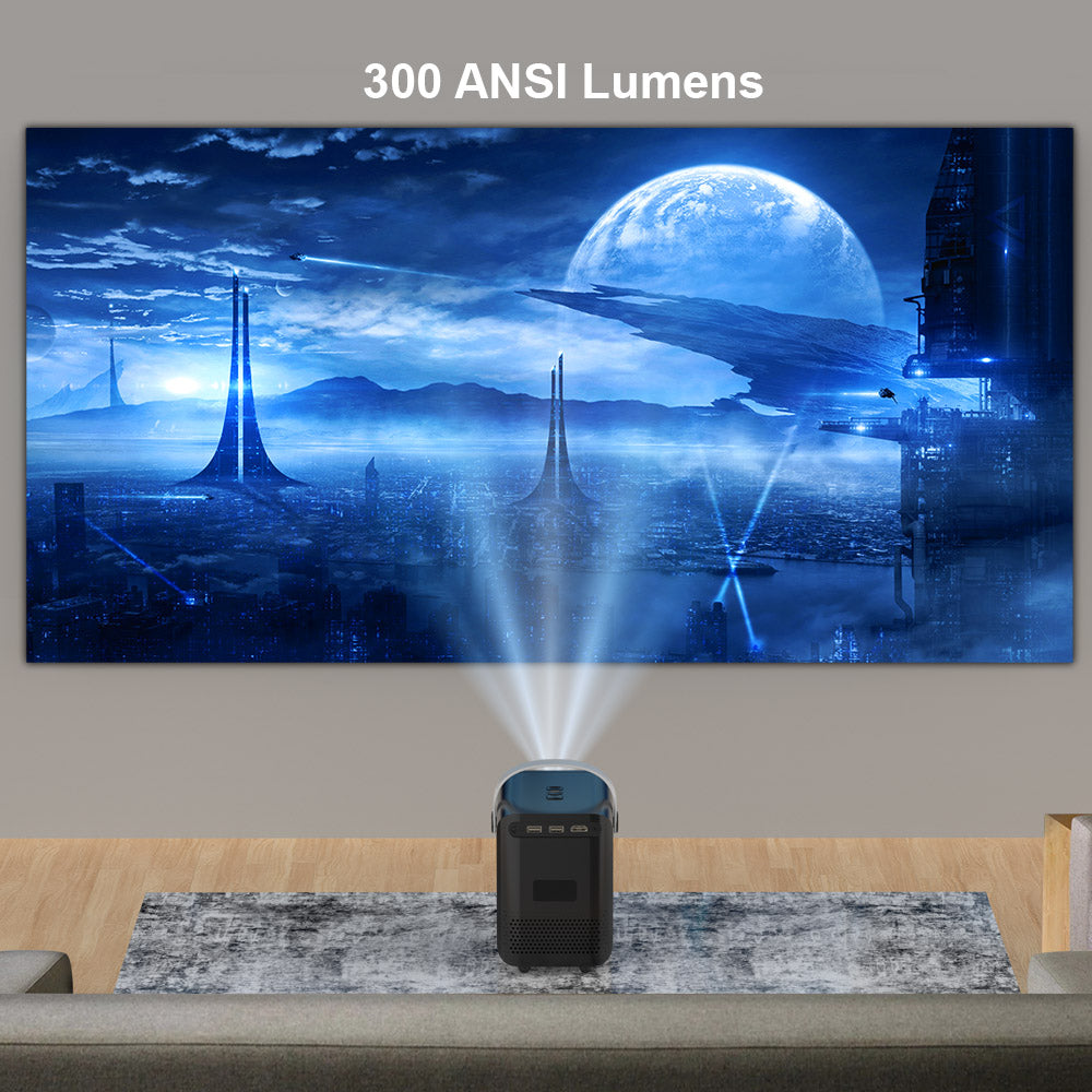 GXMO P10 LCD Projector, 300ANSI 1280*720P, 2.4/5G WiFi, Android 10, Motorized Semi-auto Focus, Keystone Correction - EU Plug