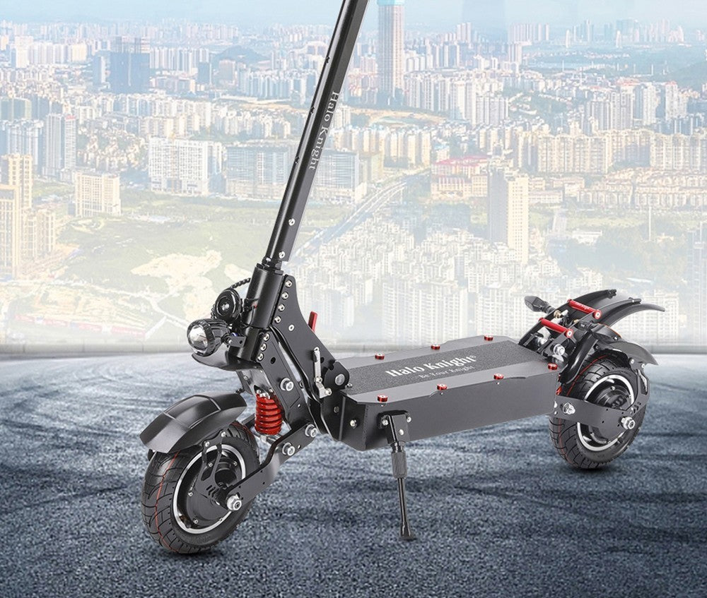 Halo Knight T108 Elektroroller, 10-Zoll-Straßenreifen, 2 x 1000-W-Motor, 65 km/h Höchstgeschwindigkeit, 52-V-28,8-Ah-Akku, 60 km maximale Reichweite