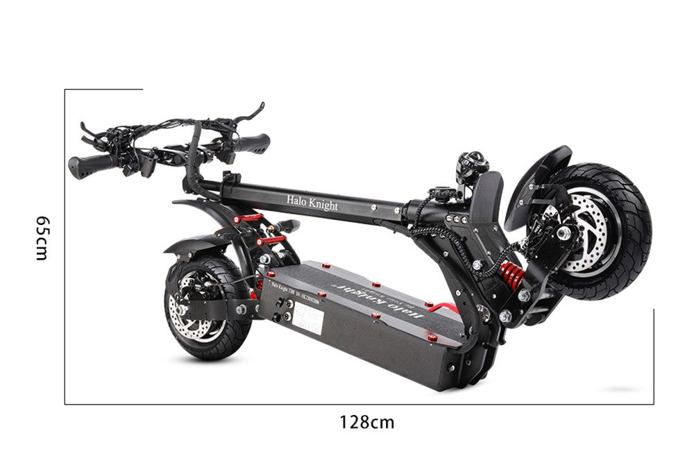 Halo Knight T108 Elektroroller, 10-Zoll-Straßenreifen, 2 x 1000-W-Motor, 65 km/h Höchstgeschwindigkeit, 52-V-28,8-Ah-Akku, 60 km maximale Reichweite