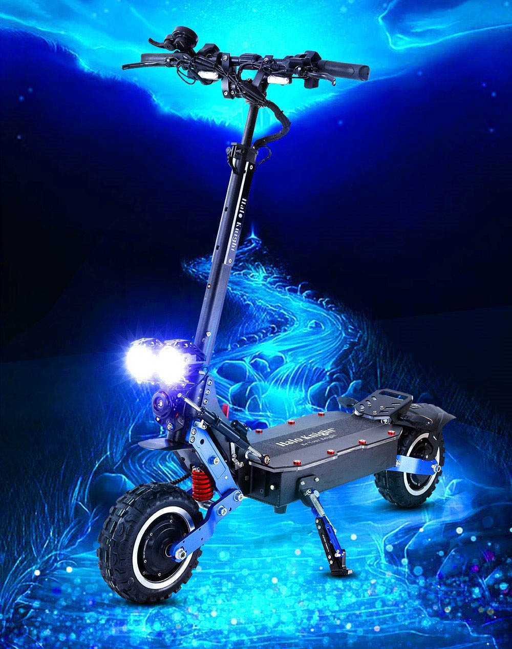 Halo Knight T108 Pro Elektroroller, 11'' Offroad-Reifen, 2 x 3000W Motoren, 95 km/h Höchstgeschwindigkeit, 60V 38,4Ah Akku, 80 km Reichweite, 200 kg maximale Zuladung, Blinker vorne und hinten, IPX4 wasserdicht, doppelte hydraulische Bremsen, elektrische Bremse